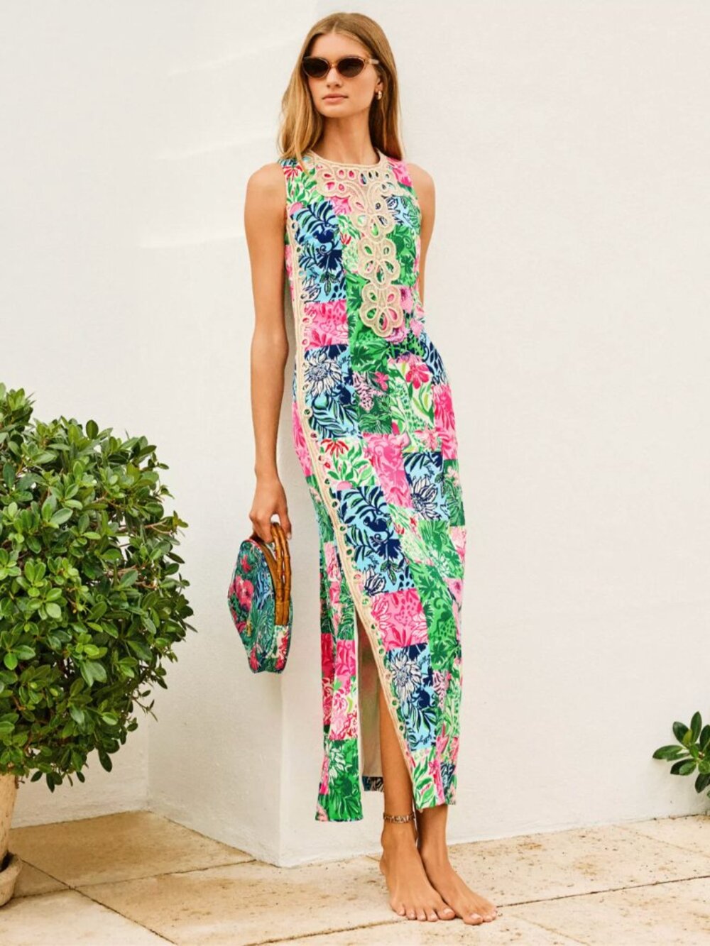 Lilly Pulitzer Edita Maxi Shift Dress Party Punch Patch Size 4